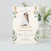 Faire-part de mariage de script et photo moderne (Debout devant)