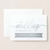 Faire-part de mariage de script FOIL RÉEL moderne  (Devant avec enveloppe)