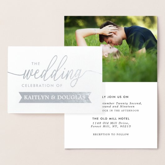 Faire-part de mariage de script FOIL RÉEL moderne  (Affichage)