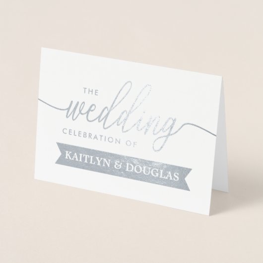 Faire-part de mariage de script FOIL RÉEL moderne  (Devant)