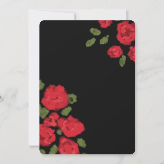 Faire-part de mariage de script Glam Red Roses (Dos)