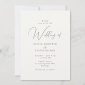 Faire-part de mariage de script ivoire et cacao (Devant)