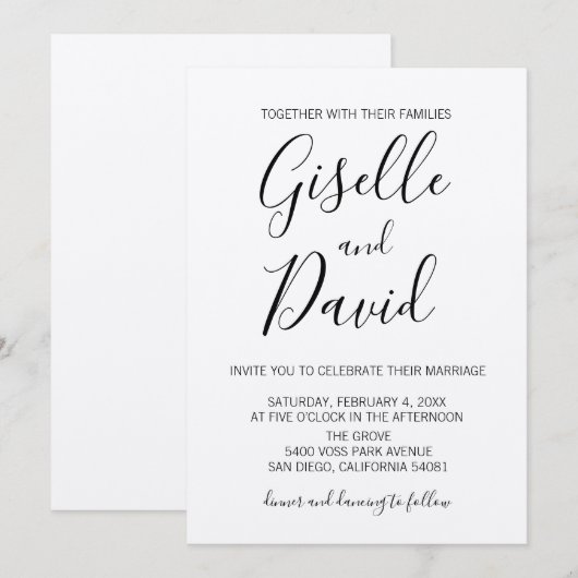 Faire-part de mariage de script Kraft moderne (Devant / Derrière)