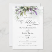 Faire-part de mariage de script Lavender Greenery (Devant)