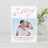 Faire-part de mariage de script Magenta minimalist (Debout devant)