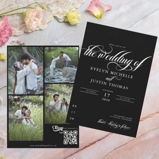 Faire-part de mariage de script minimal