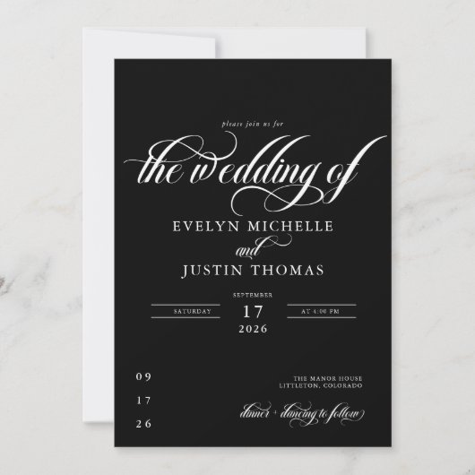 Faire-part de mariage de script minimal (Devant)