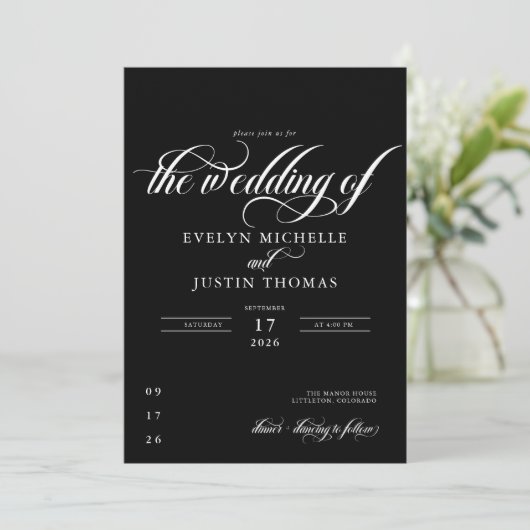 Faire-part de mariage de script minimal (Debout devant)