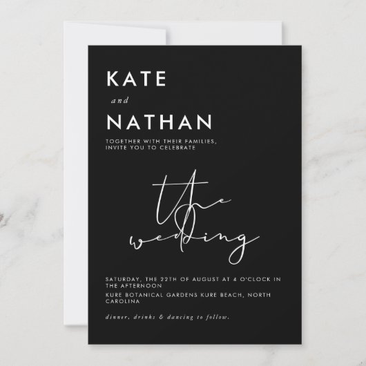 Faire-part de mariage de script minimaliste (Devant)