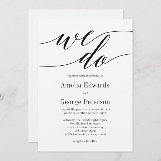 Faire-part de mariage de script moderne (Devant / Derrière)
