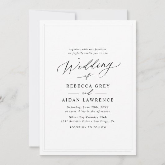 Faire-part de mariage de script moderne minimalist (Devant)