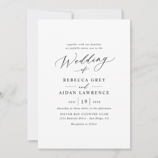 Faire-part de mariage de script moderne minimalist (Devant)