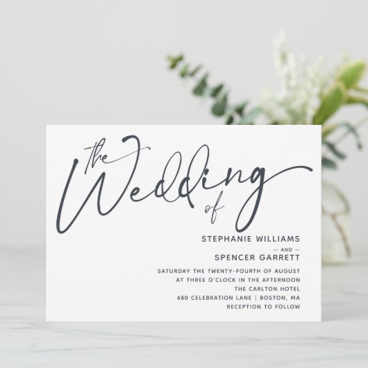 Faire-part de mariage de script moderne minimalist (Debout devant)