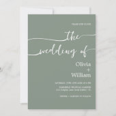 Faire-part de mariage de script moderne Sage Green (Devant)