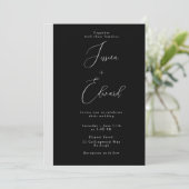 Faire-part de mariage de script noir moderne (Debout devant)