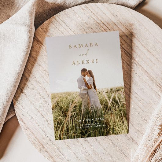 Faire-part de mariage de script photo rustique élé