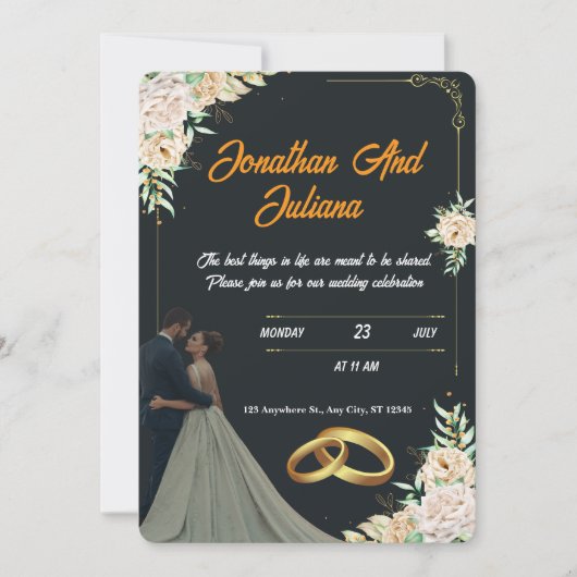 Faire-part de mariage de script romantique (Devant)