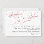 Faire-part de mariage de script rose (Devant)