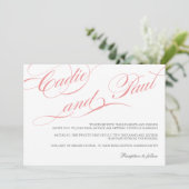 Faire-part de mariage de script rose (Debout devant)