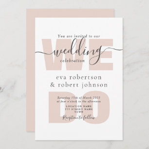 Faire-part de mariage de script rose