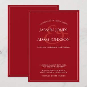 Faire-part de mariage de script rouge Crimson mini