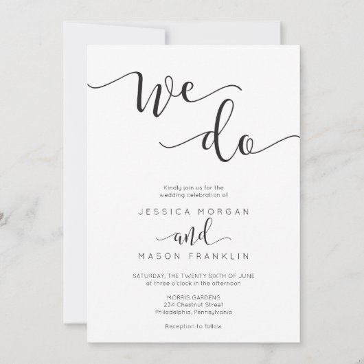 Faire-part de mariage de script rustique (Devant)