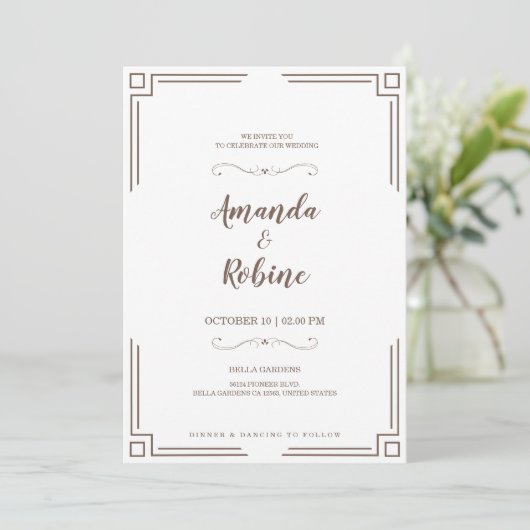 Faire-part de mariage de script simple et élégant (Debout devant)