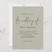 Faire-part de mariage de script vert de format pâl (Devant)