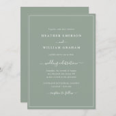 Faire-part de mariage de script vert Sage (Devant / Derrière)