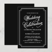 Faire-part de mariage de script Whimsical noir et (Devant / Derrière)