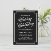 Faire-part de mariage de script Whimsical noir et (Debout devant)