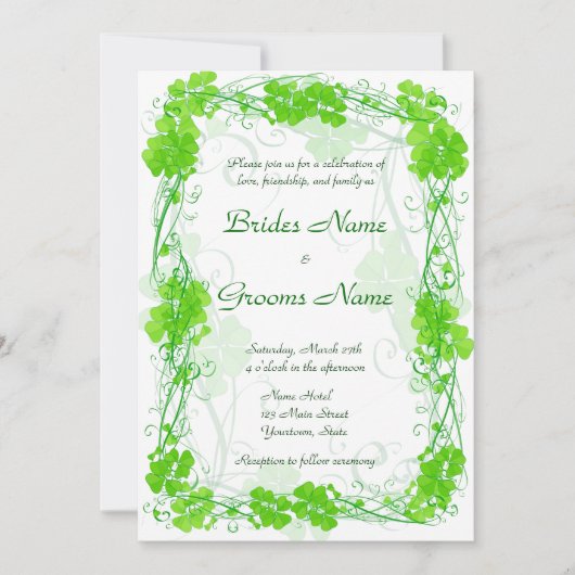 Faire-part de mariage de Shamrock vert chanceux (Devant)