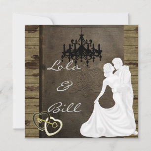 Faire-part de mariage de silhouette AVEC ANTIQU
