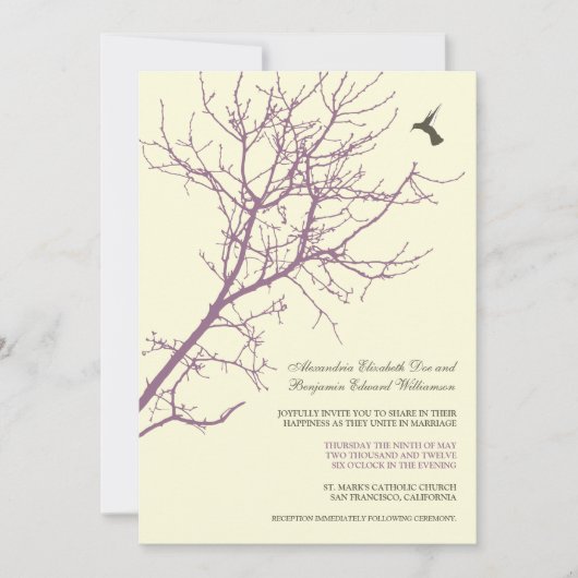 Faire-part de mariage de silhouette d'arbre (Devant)