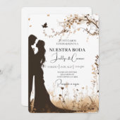 Faire-part de mariage de silhouette de mariée et d (Devant / Derrière)