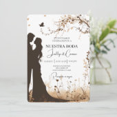 Faire-part de mariage de silhouette de mariée et d (Debout devant)