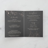 Faire-part de mariage de silhouette florale d'or r (Intérieur)