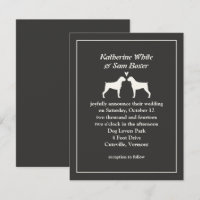 Faire-part de mariage de silhouettes de chien de b