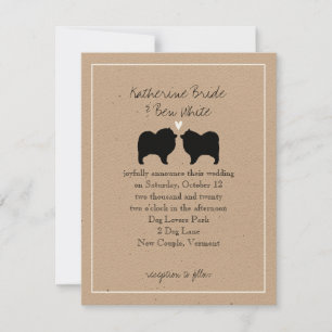 Faire-part de mariage de silhouettes Keeshond