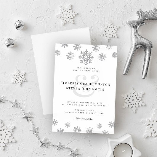 Faire-part de mariage de snowflacon d'hiver modern