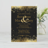 Faire-part de mariage de snowflakes Black & Gold h (Debout devant)