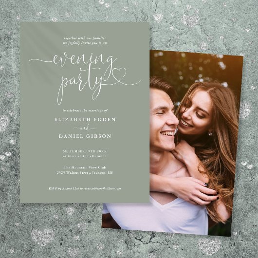 Faire-part de mariage de soirée de mariage vert sa
