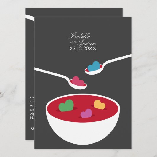 Faire-part de mariage de soupe d'amour (Devant / Derrière)