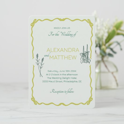 Faire-part de mariage de Squiggle Whimsical avec d (Debout devant)