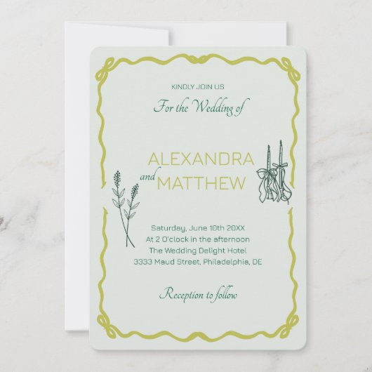 Faire-part de mariage de Squiggle Whimsical avec d (Devant)