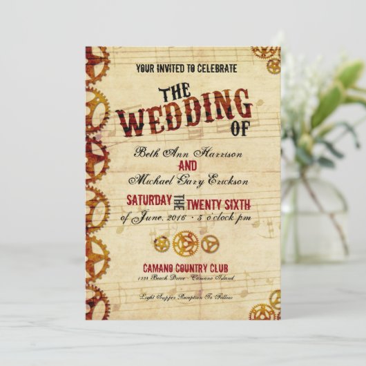 Faire-part de mariage de Steampunk (Debout devant)