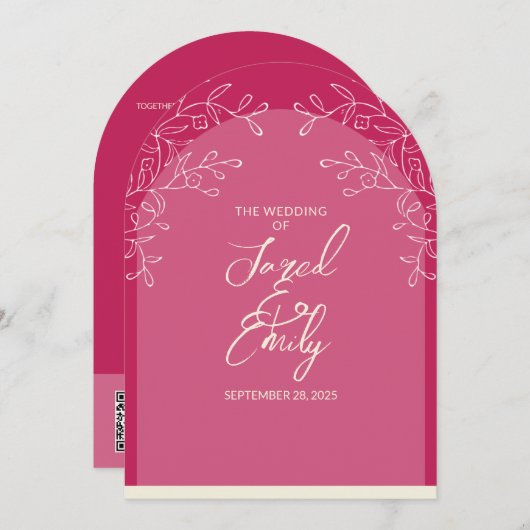 Faire-part de mariage de style Arche Florale (Devant / Derrière)