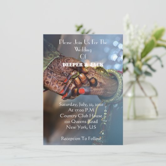 Faire-part de mariage de style asiatique moderne e (Debout devant)