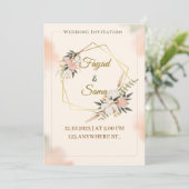 Faire-part de mariage de style feuille d'or | Écri (Debout devant)