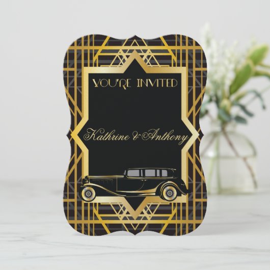 Faire-part de mariage de style Gatsby (Debout devant)